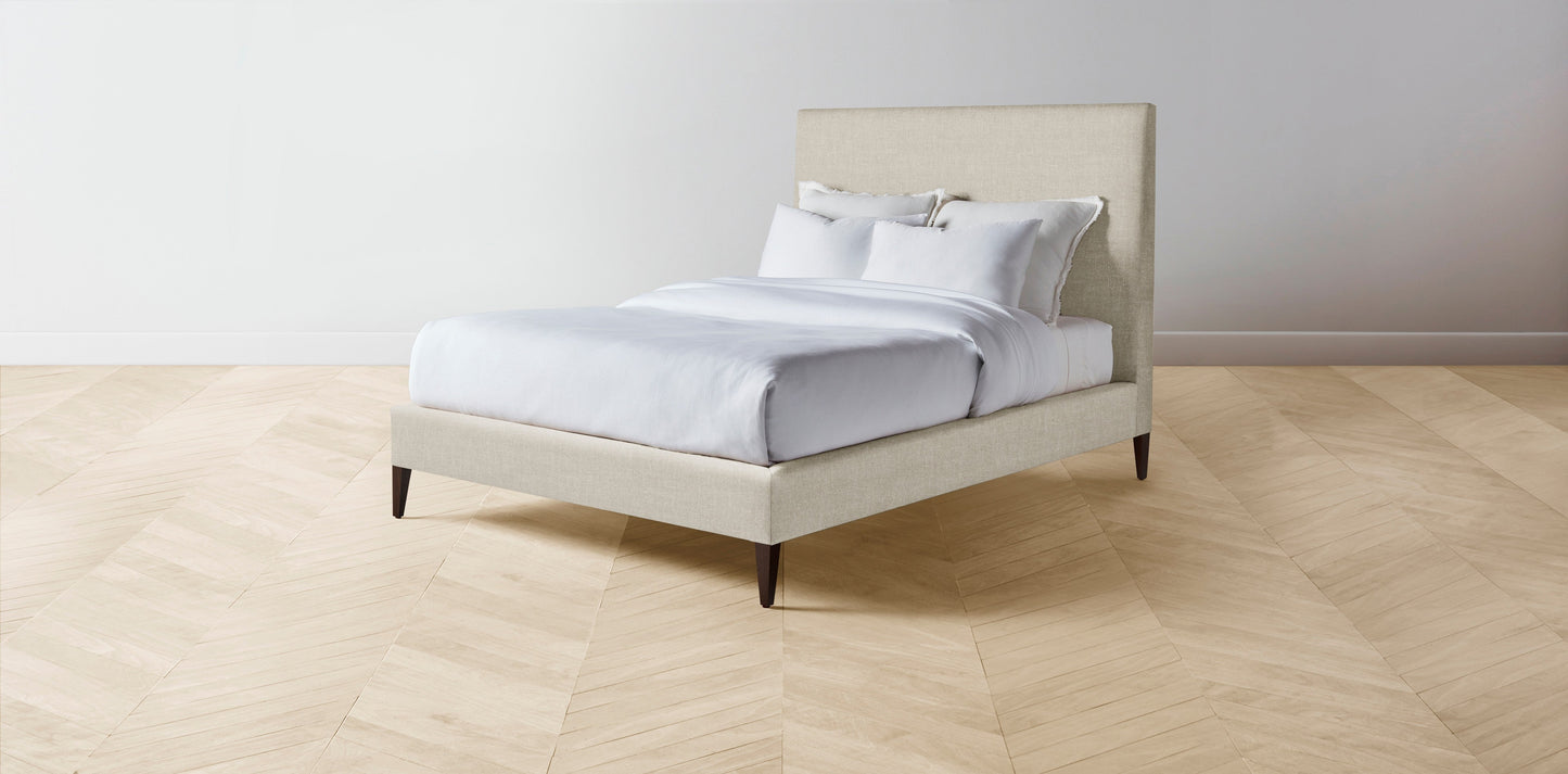 The Essex - Belgian Linen Alder Bed - 56" Headboard - Upholstered on reverse