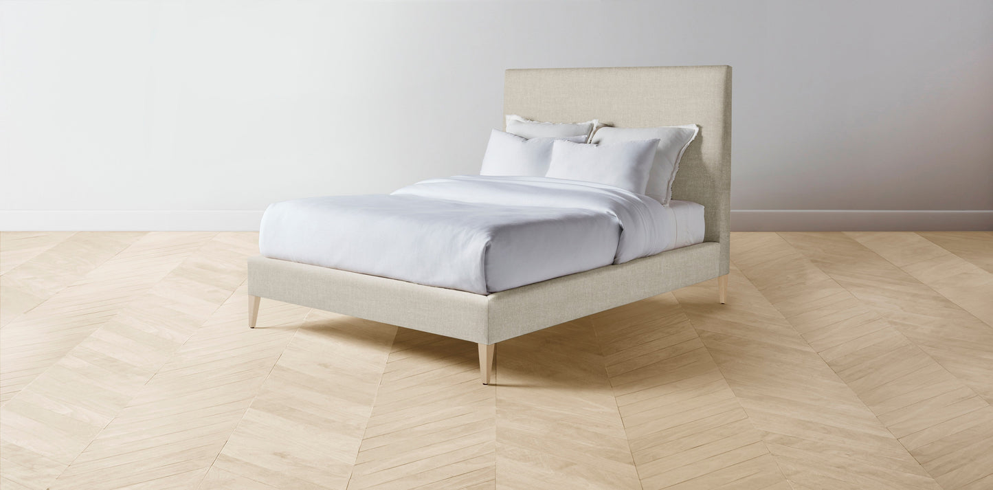 The Essex - Belgian Linen Alder Bed - 56" Headboard - Upholstered on reverse