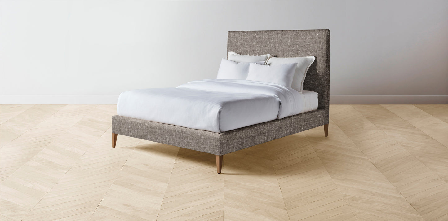 The Essex - Belgian Linen Carob Bed - 50" Headboard - Upholstered on reverse