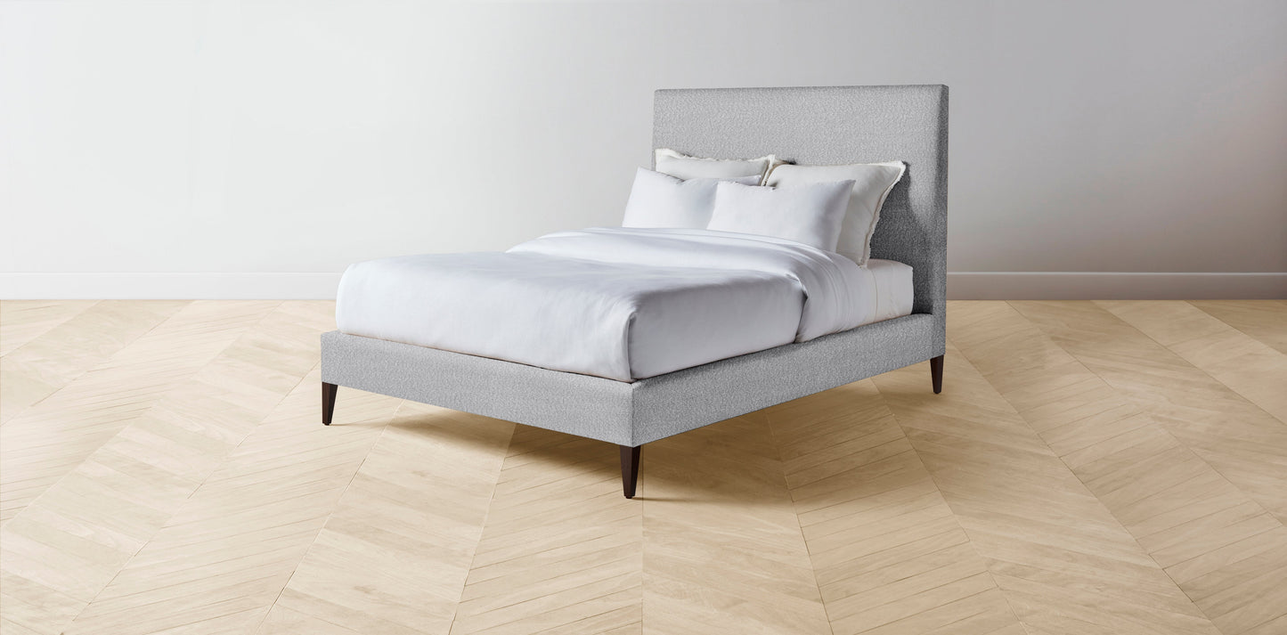 The Essex - Italian Bouclé Waterfall Bed - 56" Headboard - Muslin on reverse