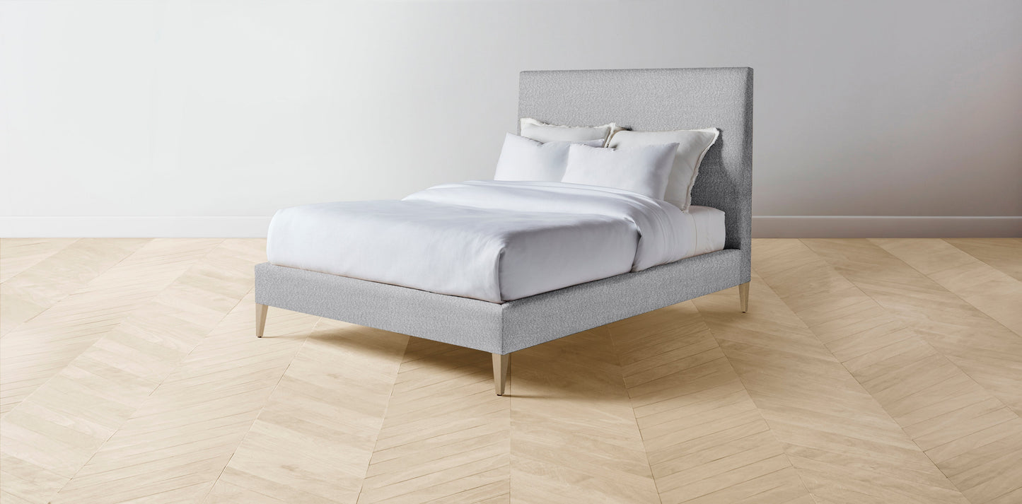 The Essex - Italian Bouclé Waterfall Bed - 60" Headboard - Muslin on reverse