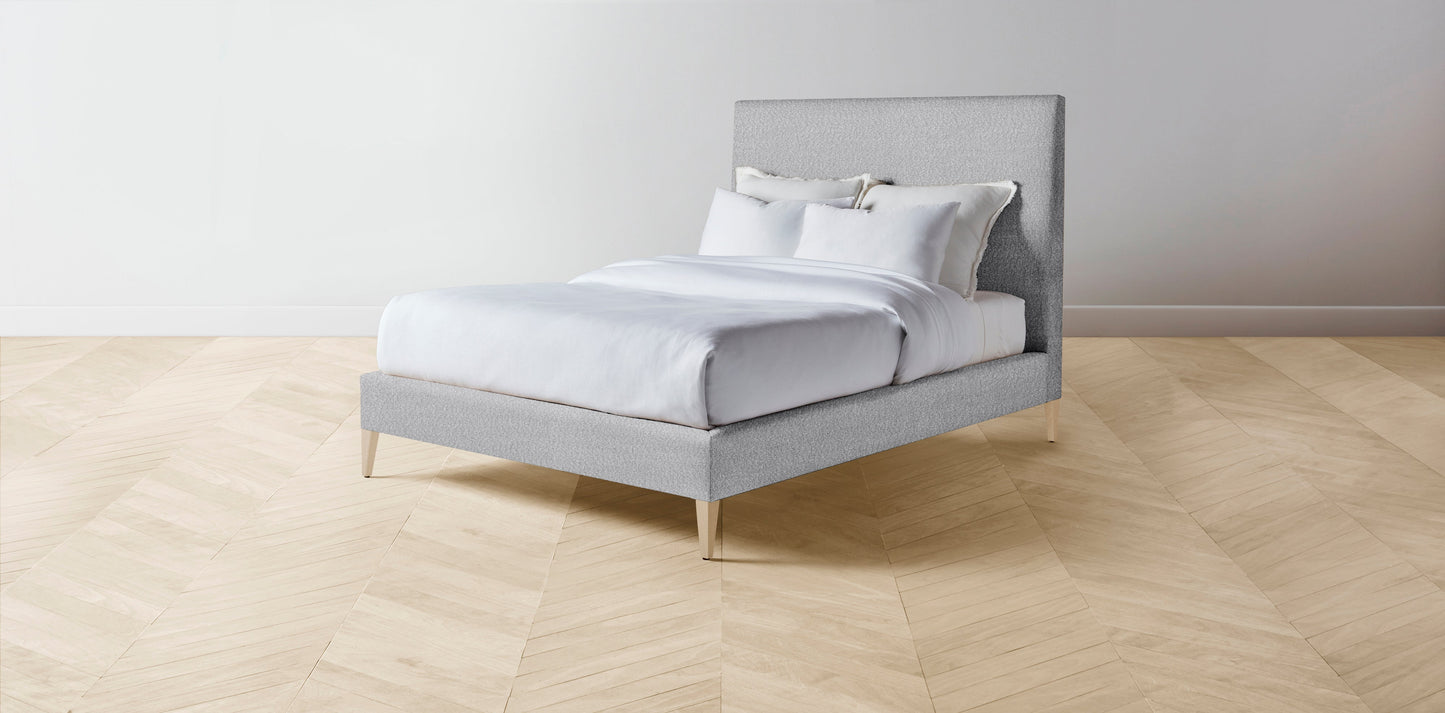 The Essex - Italian Bouclé Waterfall Bed - 60" Headboard - Muslin on reverse