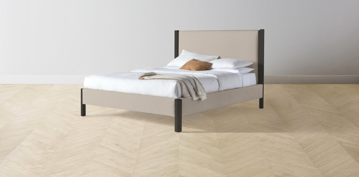 The Thompson - Performance Bouclé Morel Bed - 48" Headboard - Upholstered on reverse