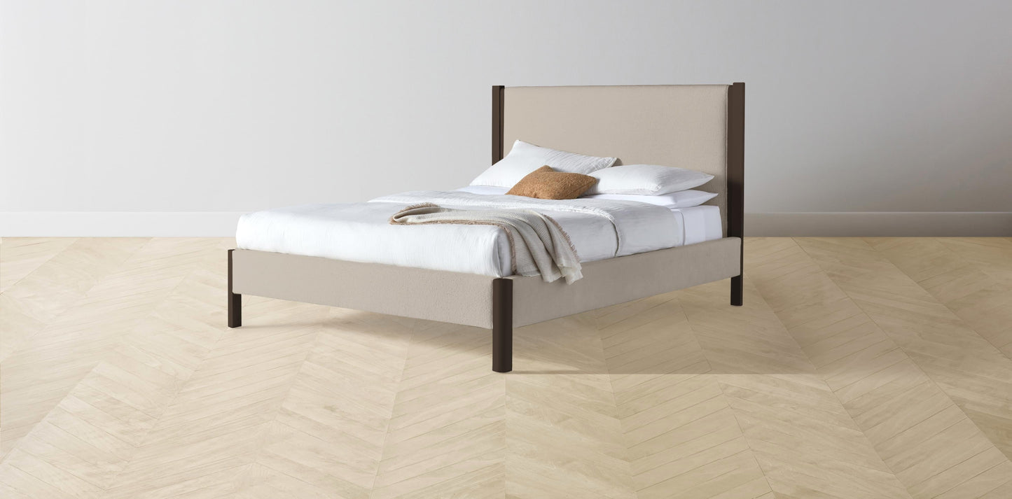 The Thompson - Performance Bouclé Morel Bed - 48" Headboard - Upholstered on reverse