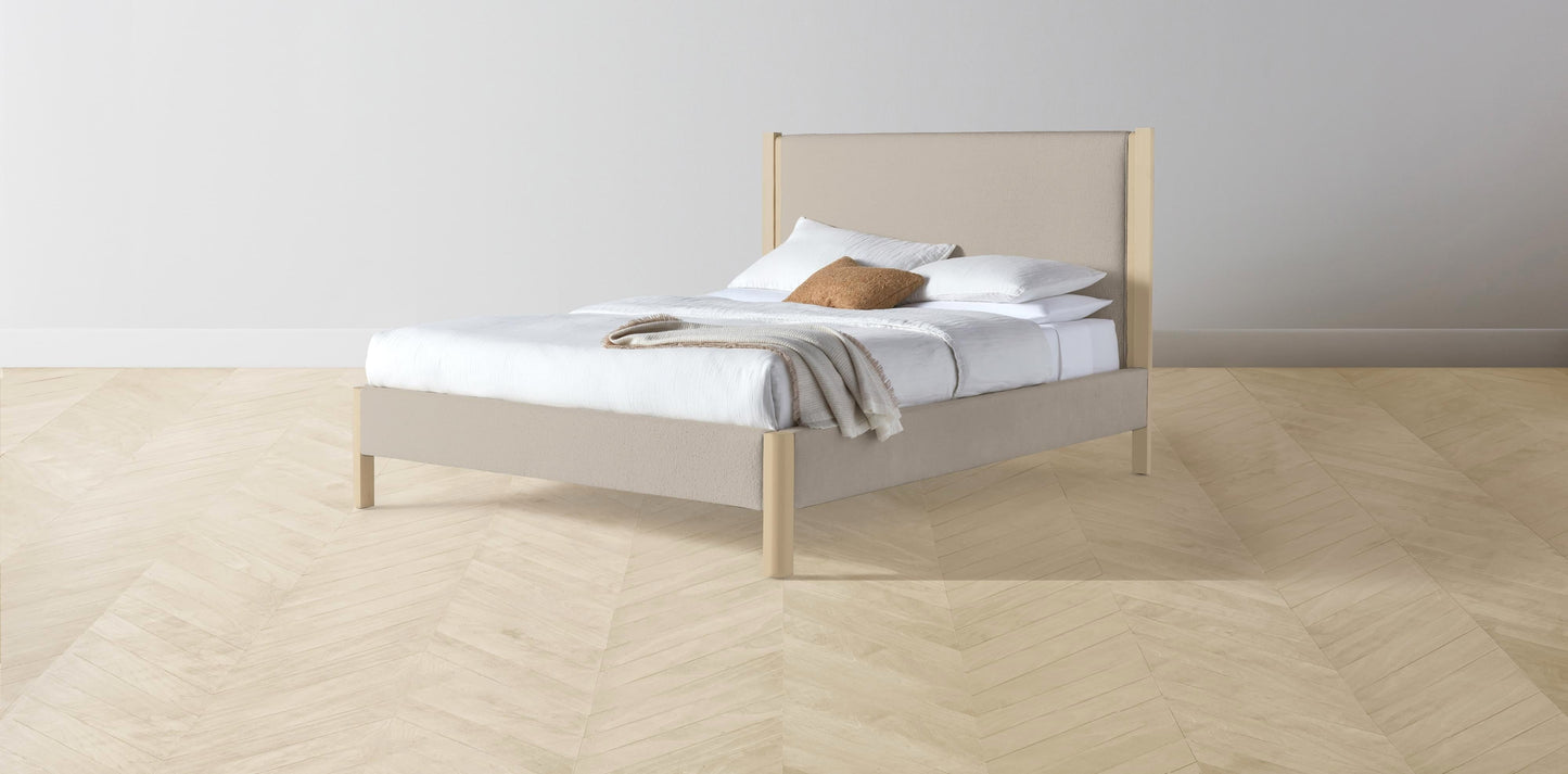The Thompson - Performance Bouclé Morel Bed - 48" Headboard - Upholstered on reverse