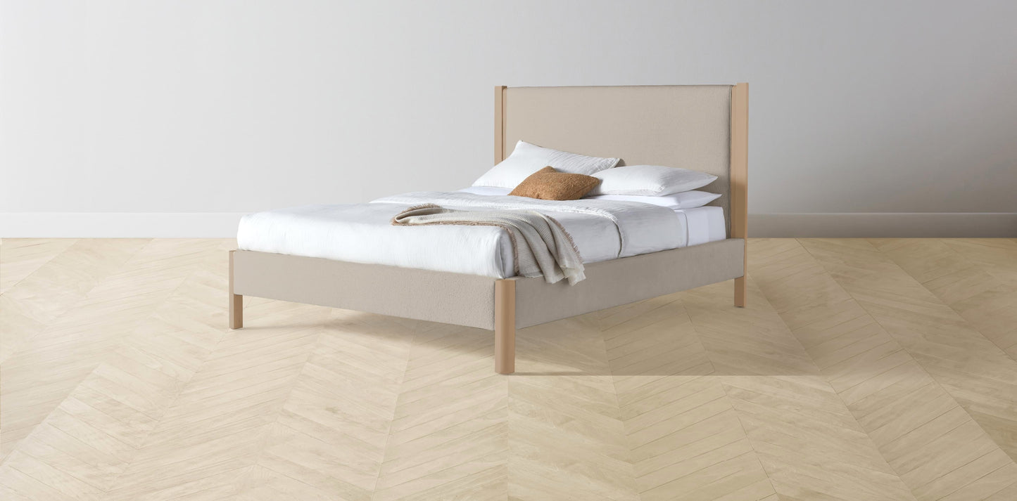 The Thompson - Performance Bouclé Morel Bed - 48" Headboard - Upholstered on reverse