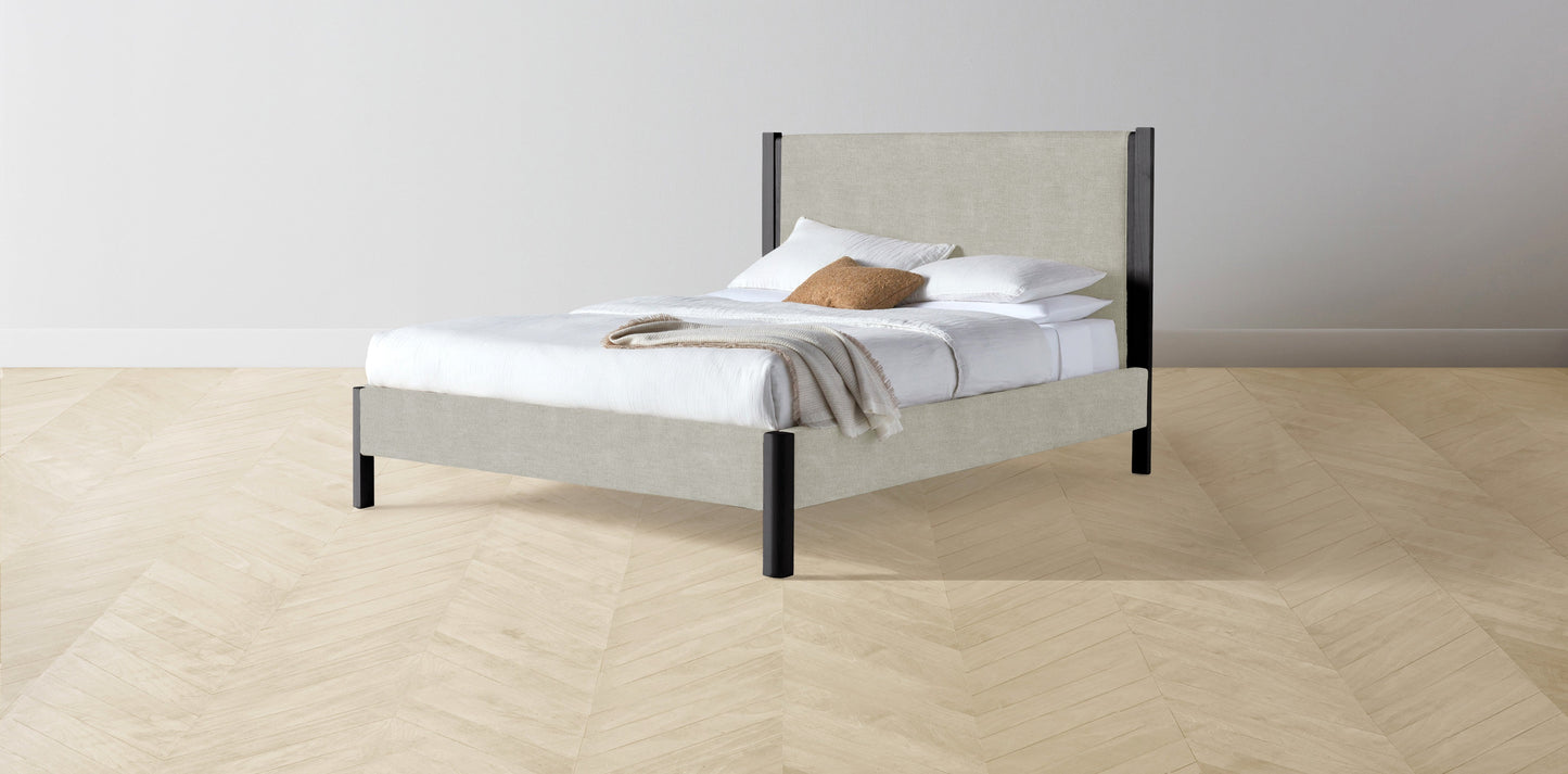 The Thompson - Performance Melange Weave Flint Bed - 48" Headboard - Upholstered on reverse