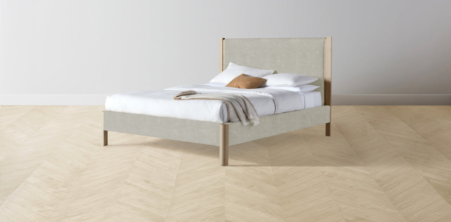 The Thompson - Performance Melange Weave Flint Bed - 48" Headboard - Upholstered on reverse