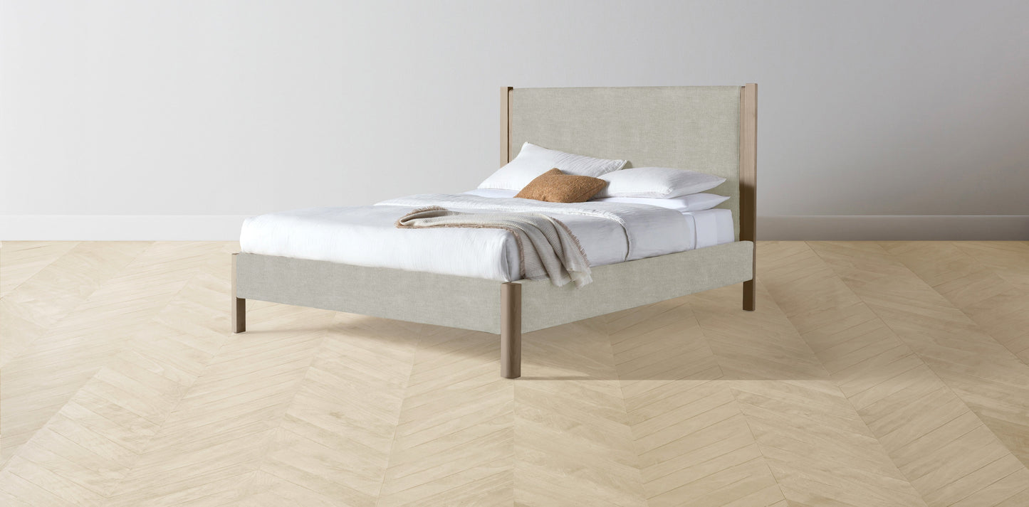 The Thompson - Performance Melange Weave Flint Bed - 48" Headboard - Upholstered on reverse