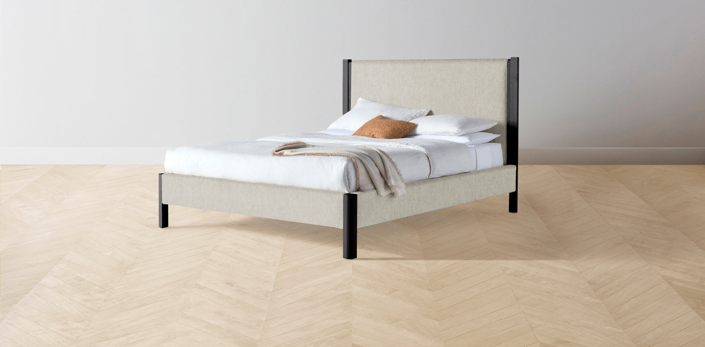 The Thompson - Performance Stonewashed Linen Dew Bed - 48" Headboard - Upholstered on reverse