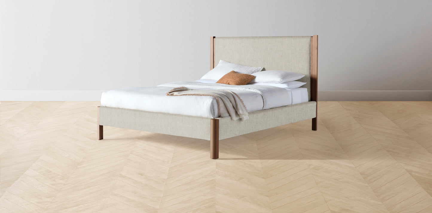 The Thompson - Performance Stonewashed Linen Dew Bed - 48" Headboard - Upholstered on reverse