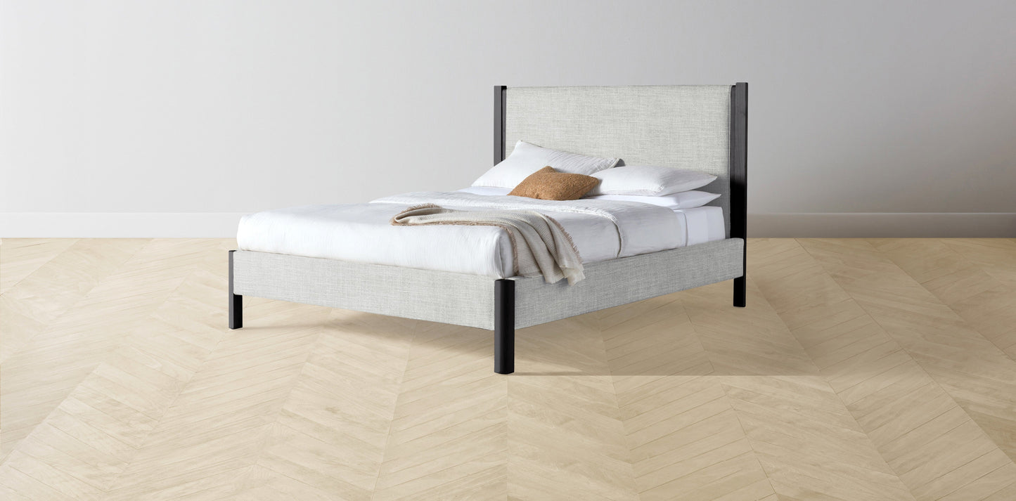 The Thompson - Performance Textured Tweed Dove Bed - 48" Headboard - Muslin on reverse
