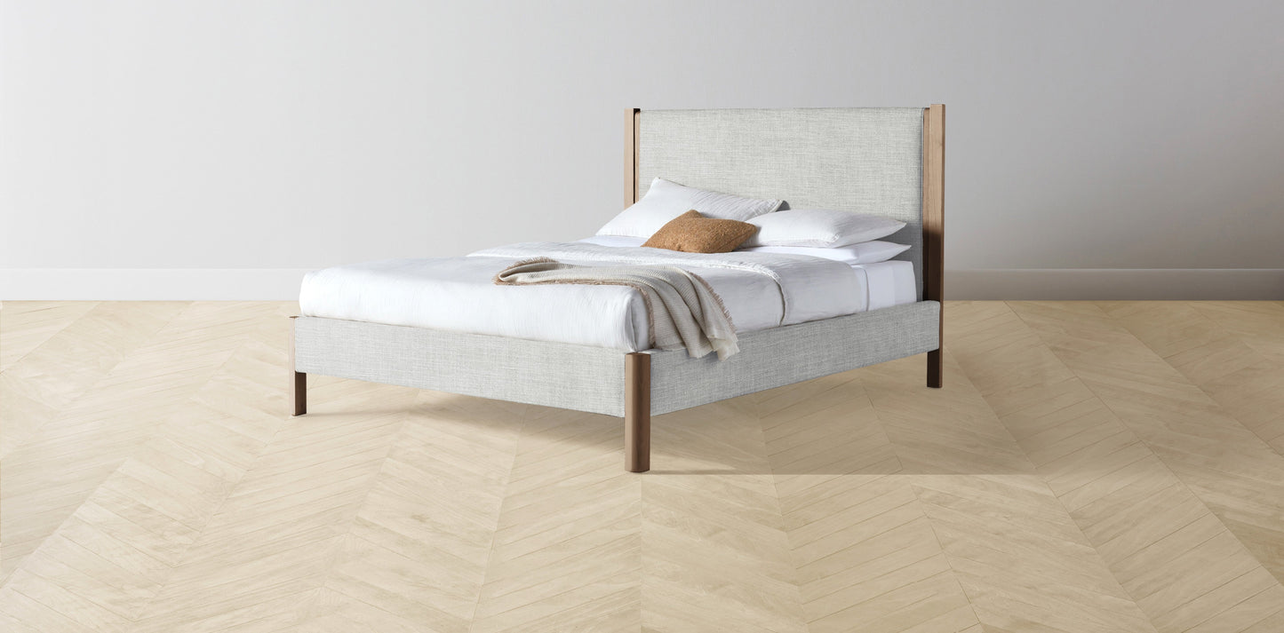 The Thompson - Performance Textured Tweed Dove Bed - 48" Headboard - Muslin on reverse