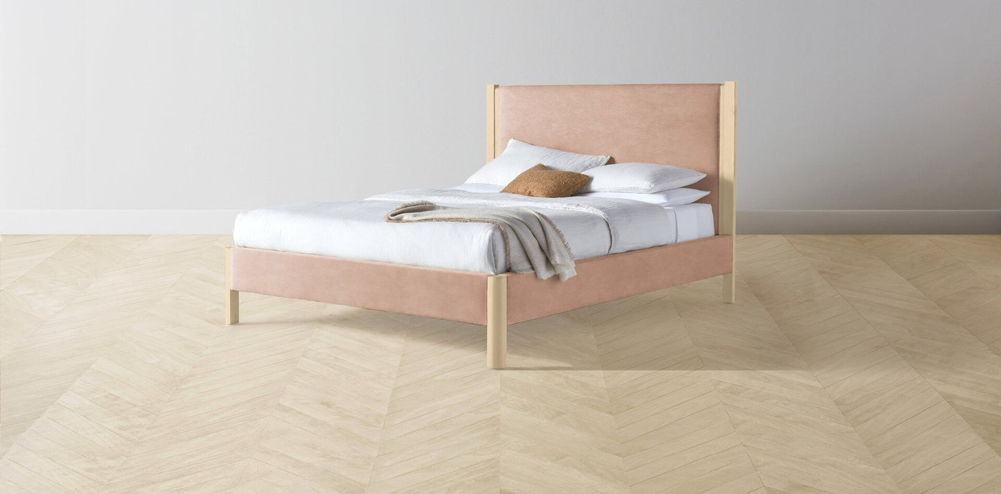 The Thompson - Performance Velvet Dusty Rose Bed - 48" Headboard - Muslin on reverse
