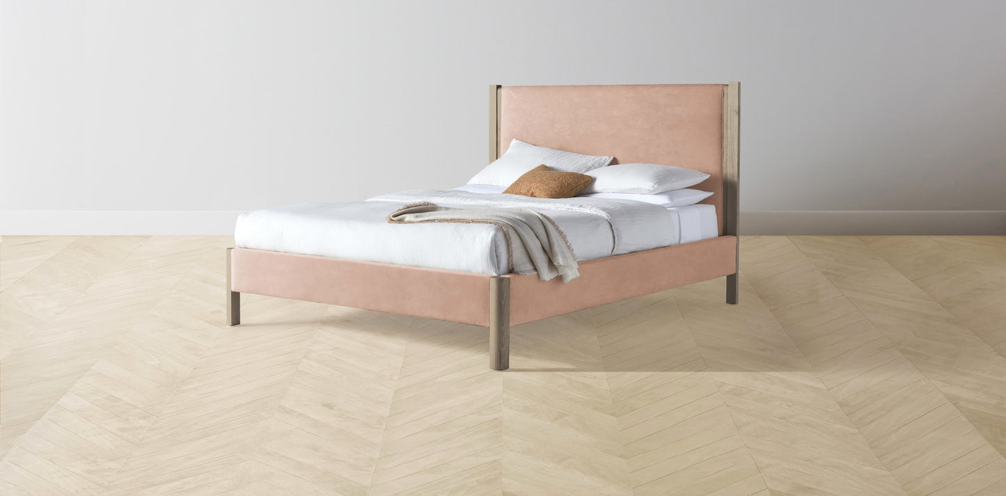 The Thompson - Performance Velvet Dusty Rose Bed - 48" Headboard - Muslin on reverse