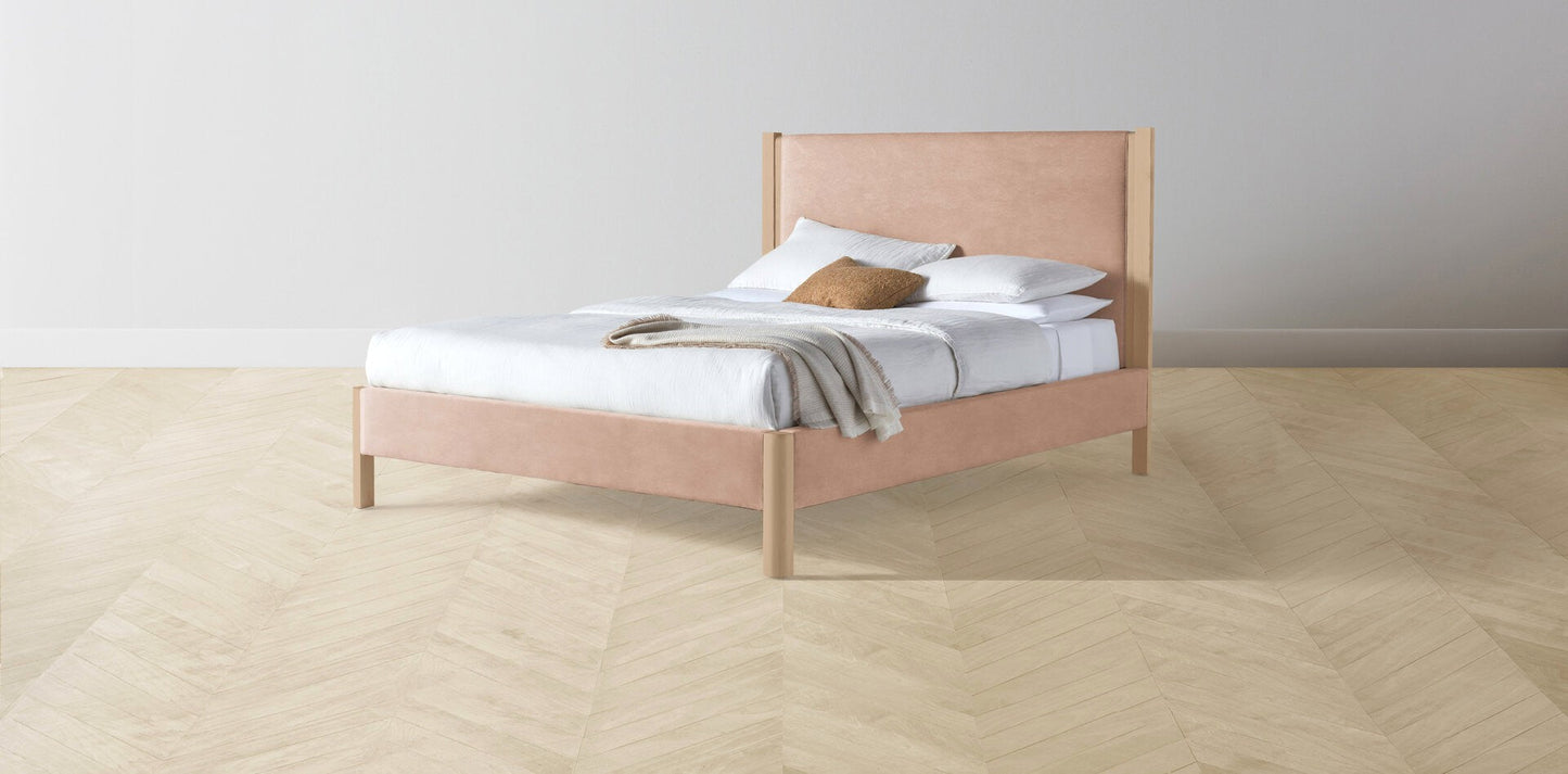 The Thompson - Performance Velvet Dusty Rose Bed - 48" Headboard - Muslin on reverse