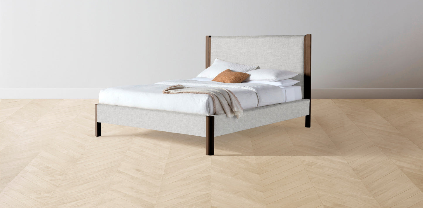 The Thompson - Performance Woven Chenille Steel Bed - 48" Headboard - Upholstered on reverse