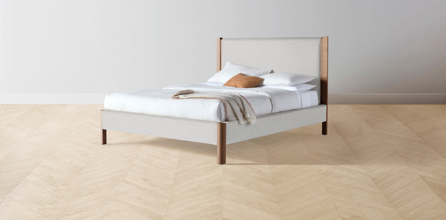 The Thompson - Performance Woven Chenille Steel Bed - 48" Headboard - Upholstered on reverse