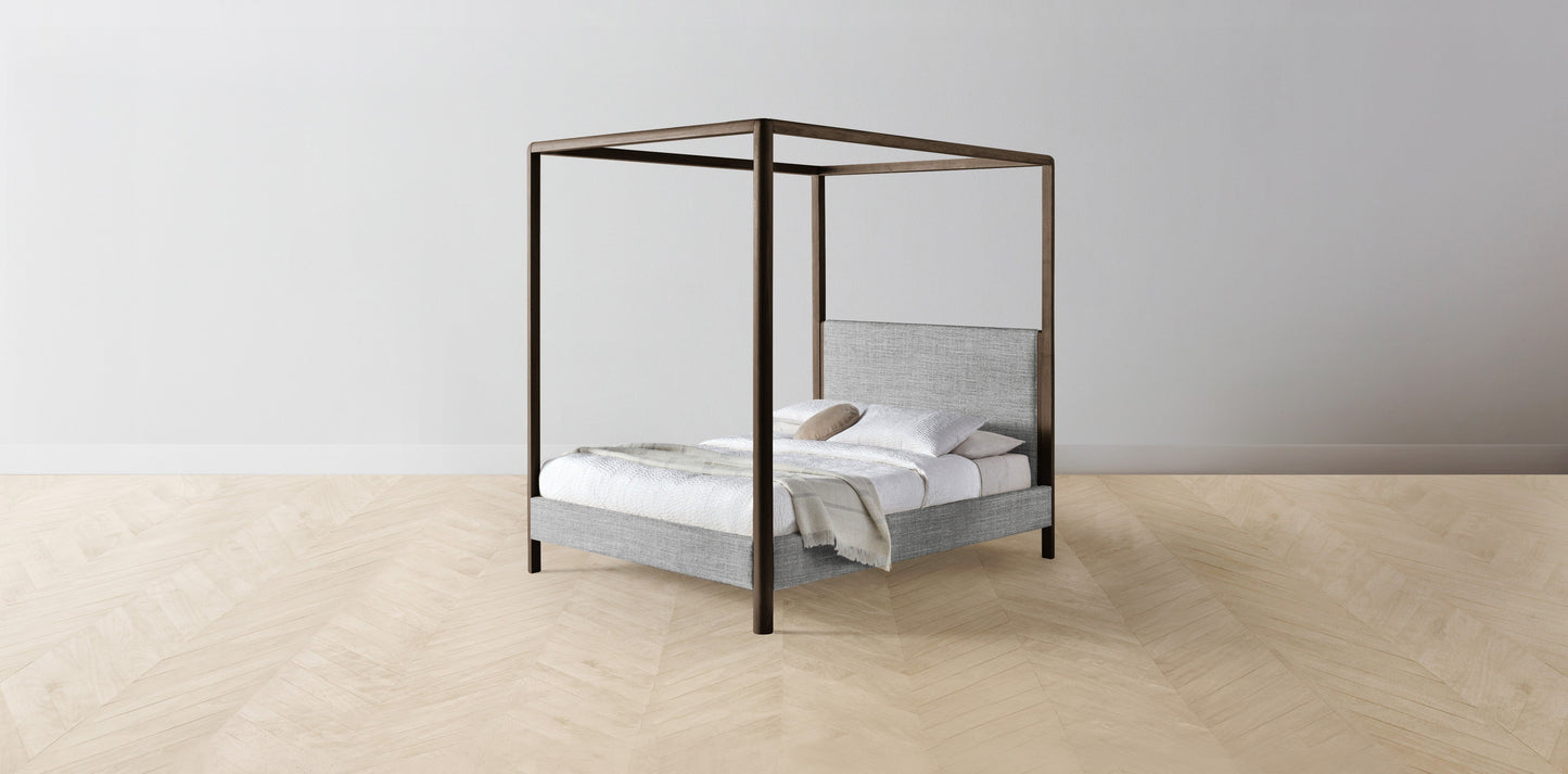 The Thompson - Performance Textured Tweed Alpine Canopy Bed - 48" Headboard - Upholstered on reverse