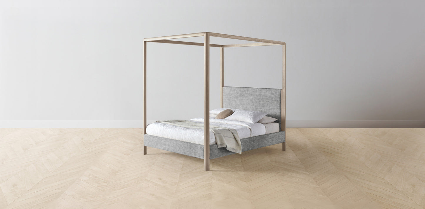 The Thompson - Performance Textured Tweed Alpine Canopy Bed - 48" Headboard - Muslin on reverse