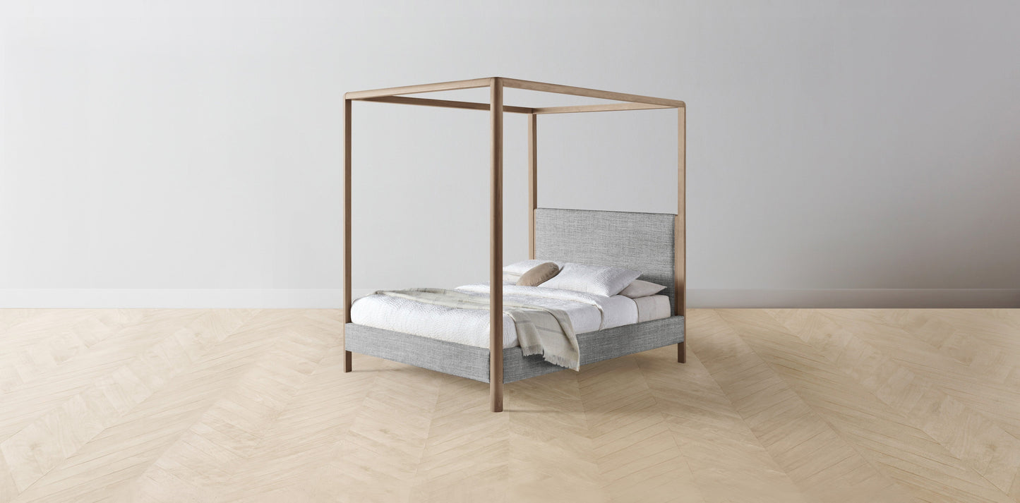 The Thompson - Performance Textured Tweed Alpine Canopy Bed - 48" Headboard - Muslin on reverse