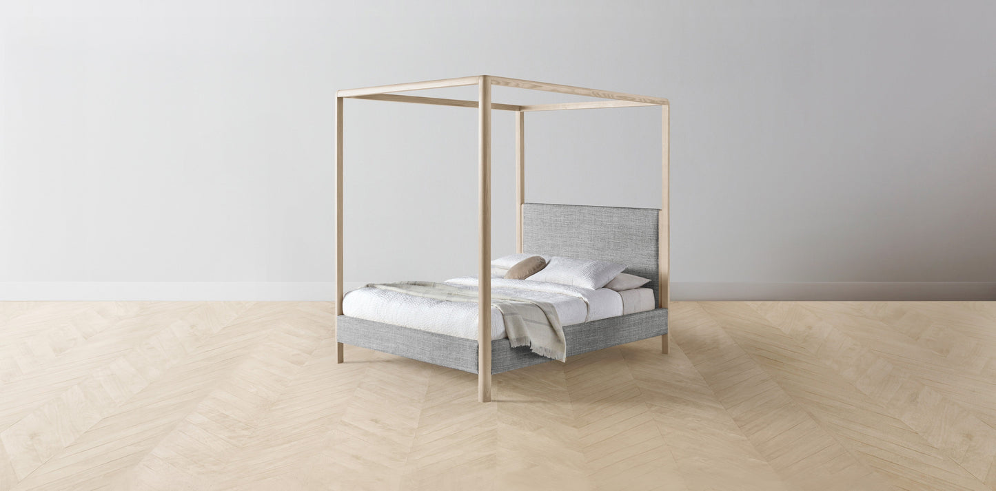 The Thompson - Performance Textured Tweed Alpine Canopy Bed - 48" Headboard - Muslin on reverse
