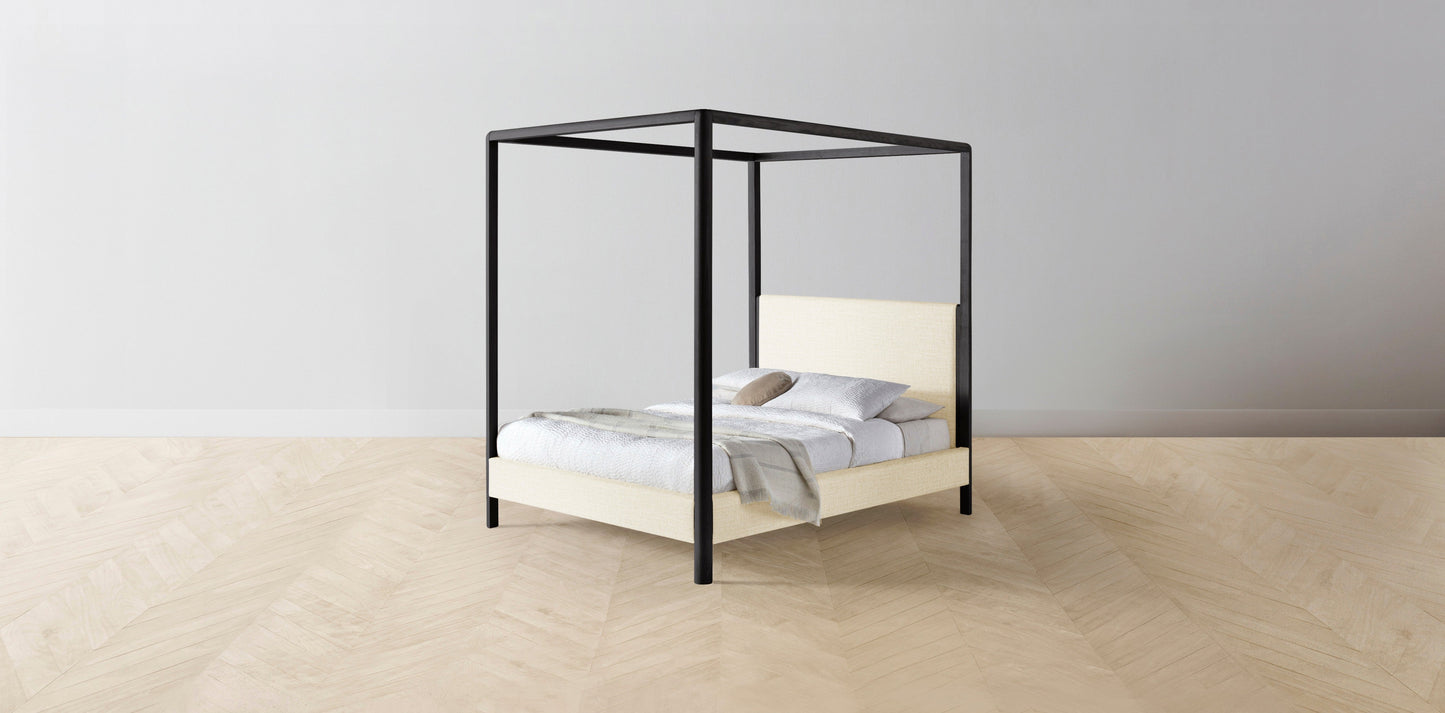 The Thompson - Performance Woven Chenille Desert Canopy Bed - 48" Headboard - Muslin on reverse