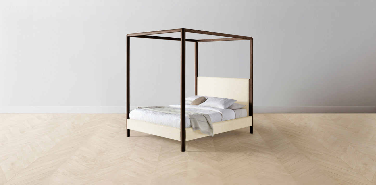 The Thompson - Performance Woven Chenille Desert Canopy Bed - 48" Headboard - Muslin on reverse