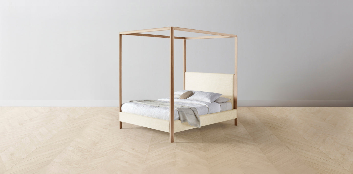 The Thompson - Performance Woven Chenille Desert Canopy Bed - 48" Headboard - Muslin on reverse