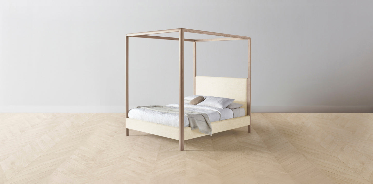 The Thompson - Performance Woven Chenille Desert Canopy Bed - 48" Headboard - Upholstered on reverse