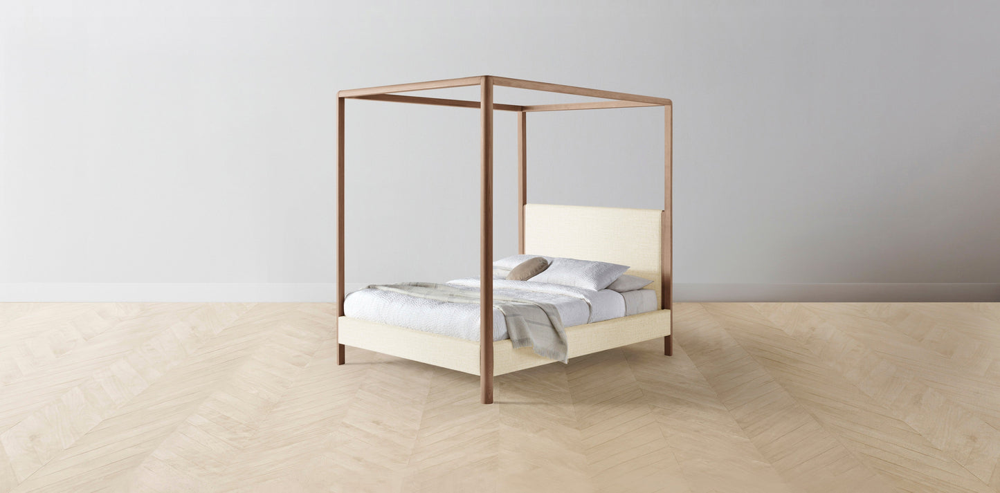 The Thompson - Performance Woven Chenille Desert Canopy Bed - 48" Headboard - Muslin on reverse