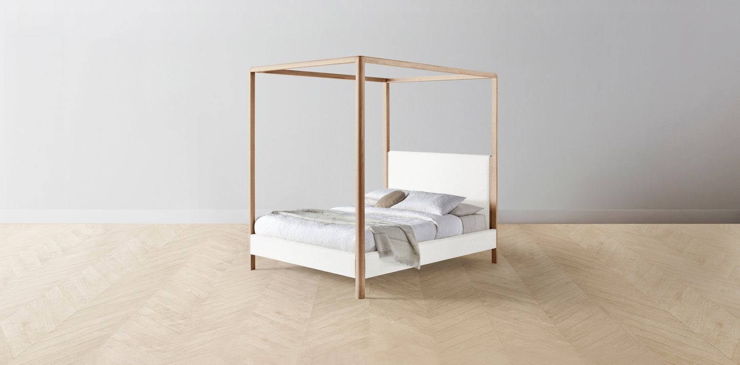 The Thompson - Performance Woven Chenille Lace Canopy Bed - 48" Headboard - Muslin on reverse