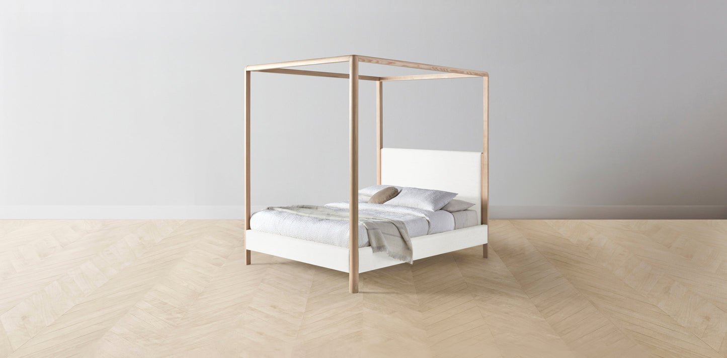 The Thompson - Performance Woven Chenille Lace Canopy Bed - 48" Headboard - Muslin on reverse