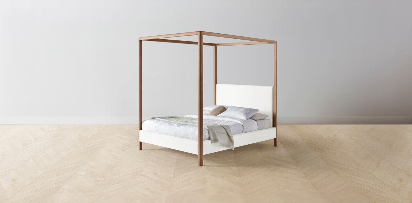 The Thompson - Performance Woven Chenille Lace Canopy Bed - 48" Headboard - Muslin on reverse