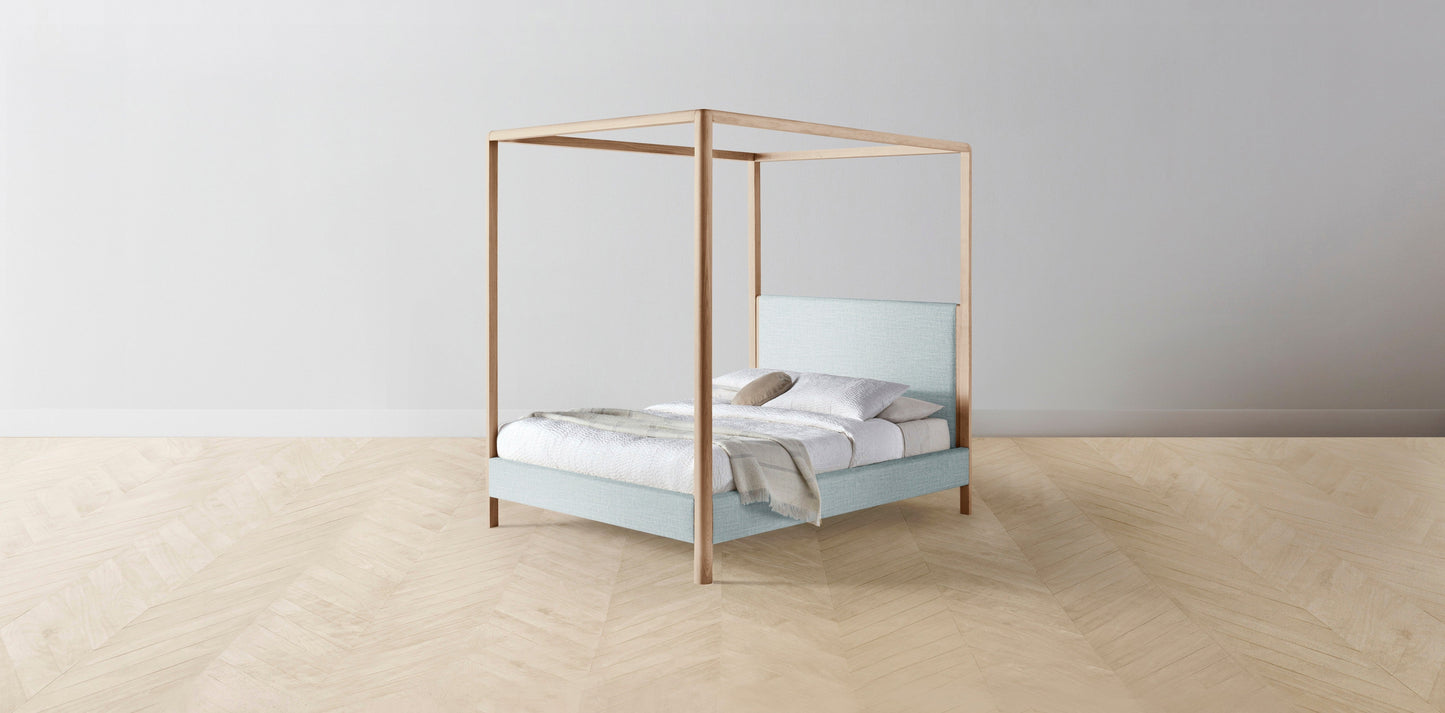The Thompson - Performance Woven Chenille Rain Canopy Bed - 48" Headboard - Muslin on reverse