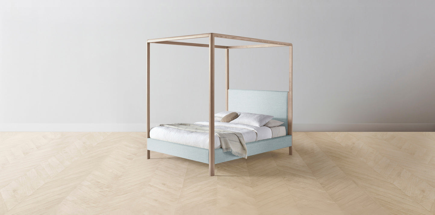 The Thompson - Performance Woven Chenille Rain Canopy Bed - 48" Headboard - Muslin on reverse