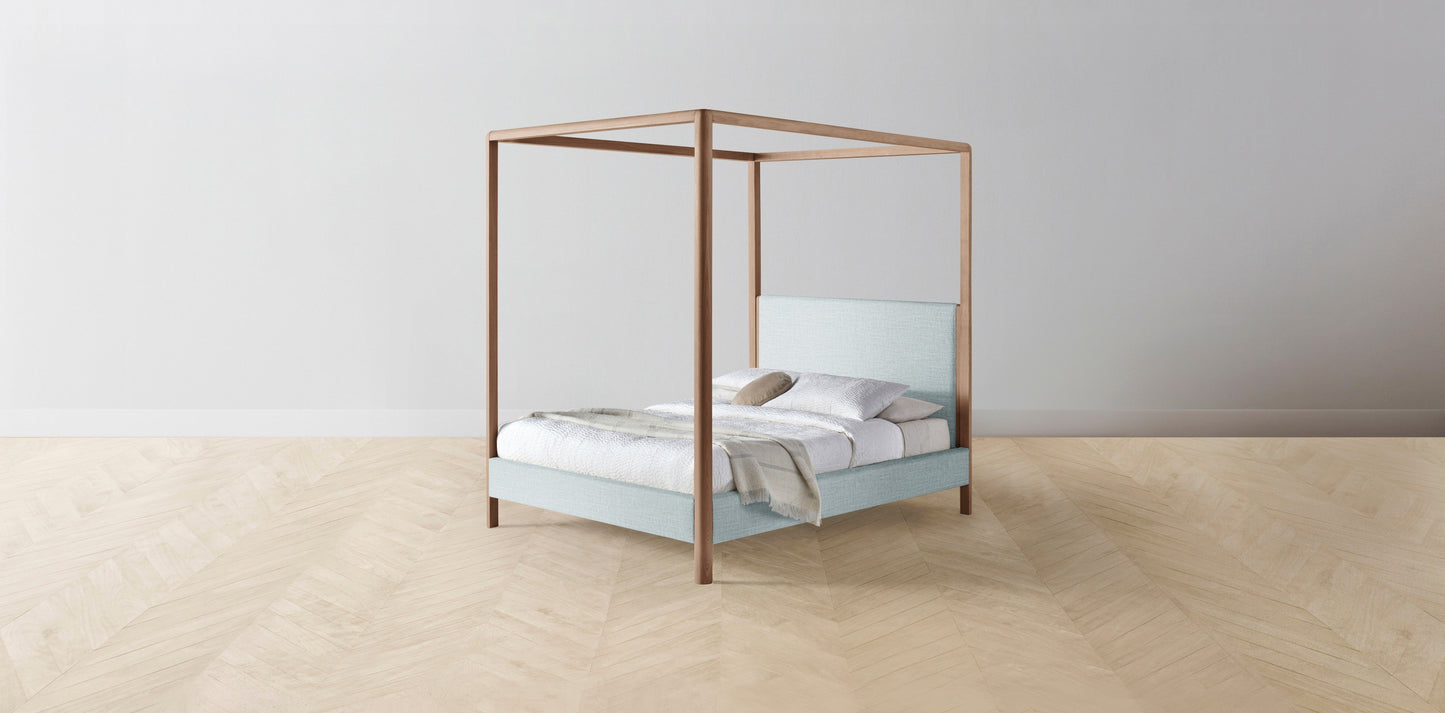 The Thompson - Performance Woven Chenille Rain Canopy Bed - 48" Headboard - Muslin on reverse