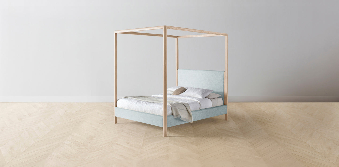 The Thompson - Performance Woven Chenille Rain Canopy Bed - 48" Headboard - Muslin on reverse