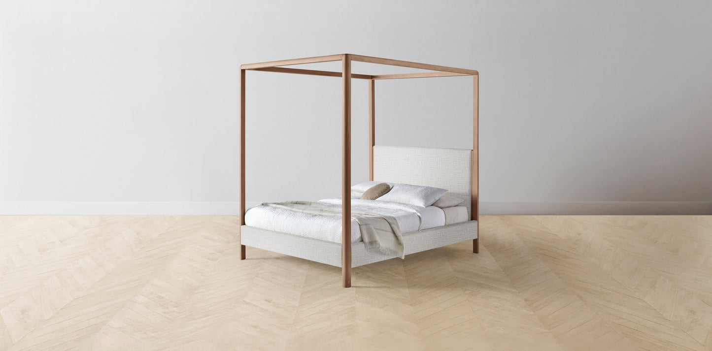 The Thompson - Performance Woven Chenille Steel Canopy Bed - 48" Headboard - Muslin on reverse