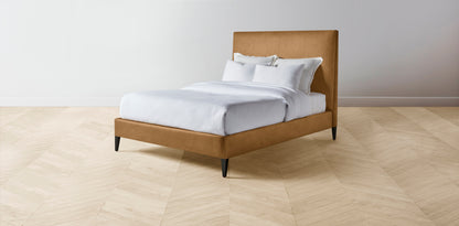 The Essex  - Nubuck Leather Saddle Bed - 60" Headboard - Upholstered on reverse