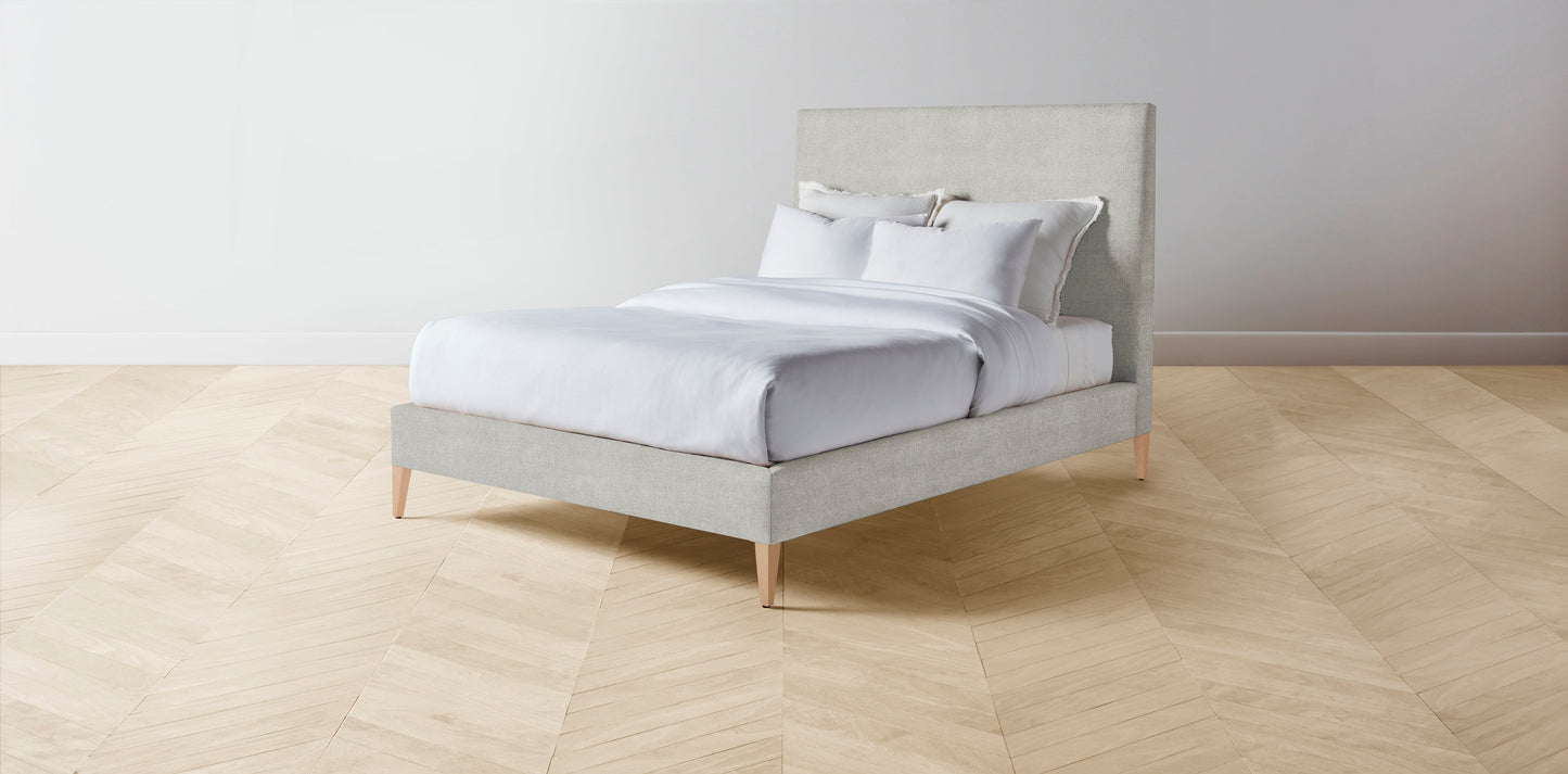 The Essex  - Performance Melange Weave Flint Bed - 60" Headboard - Upholstered on reverse